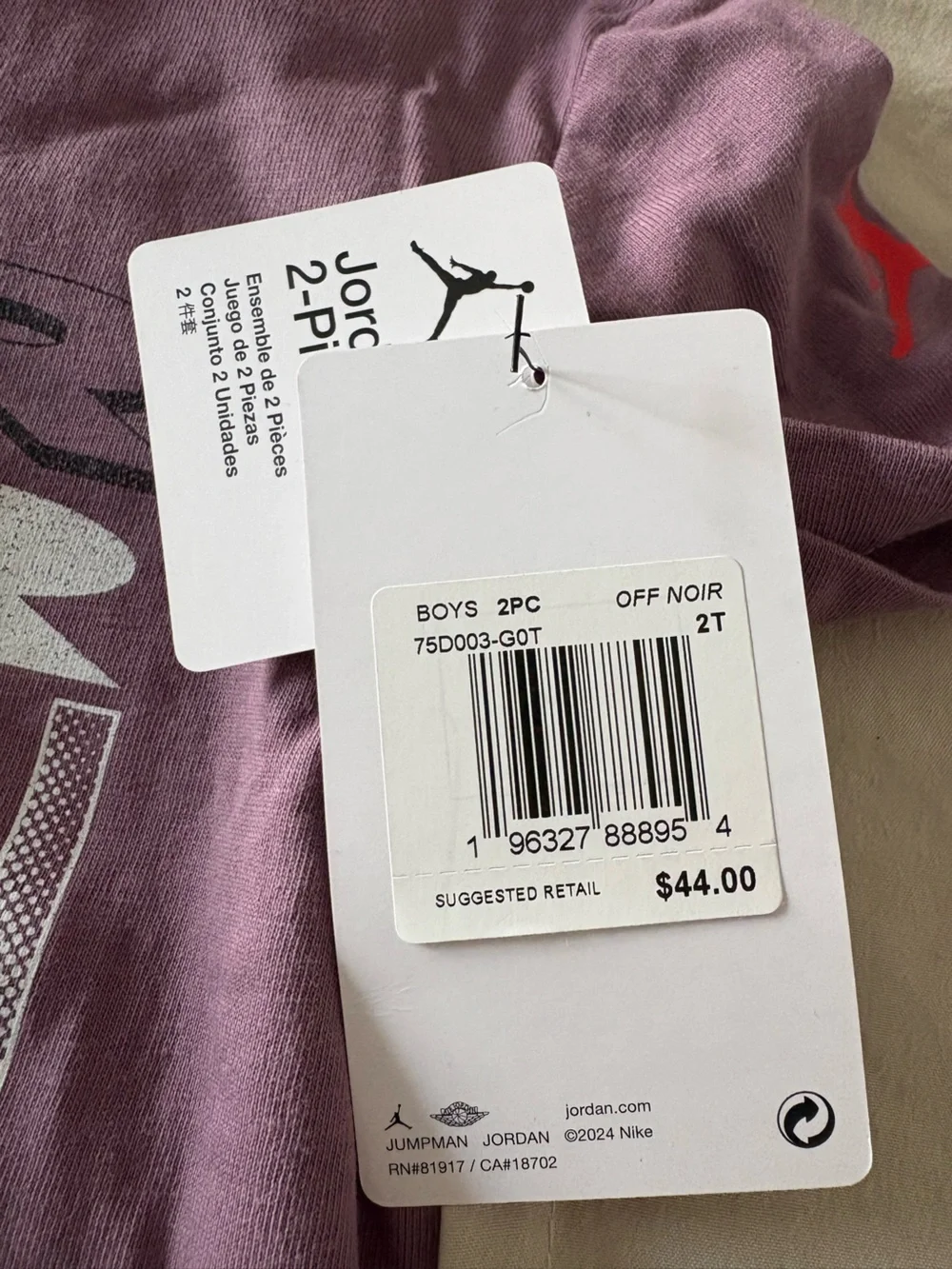 Jordan Boys Purple Graphic Tee with Black Shorts